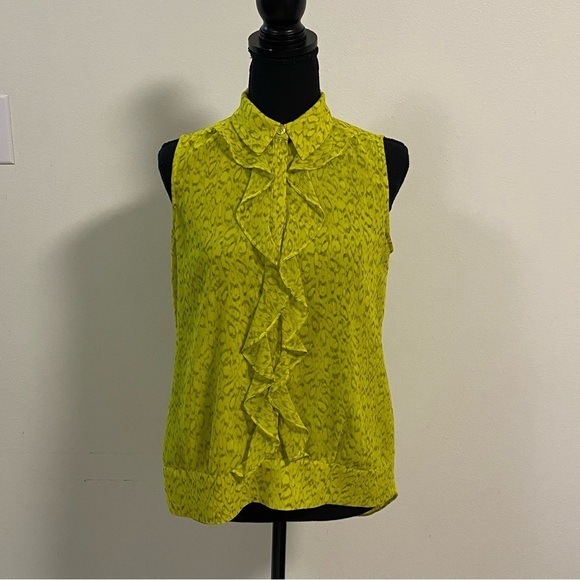 CAbi Tops - Cabi Yellow Chartreus Reign Ruffle Sleeveless Shirt Size XS